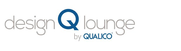 Logo reading Design Q Lounge by Qualico , large blue Q